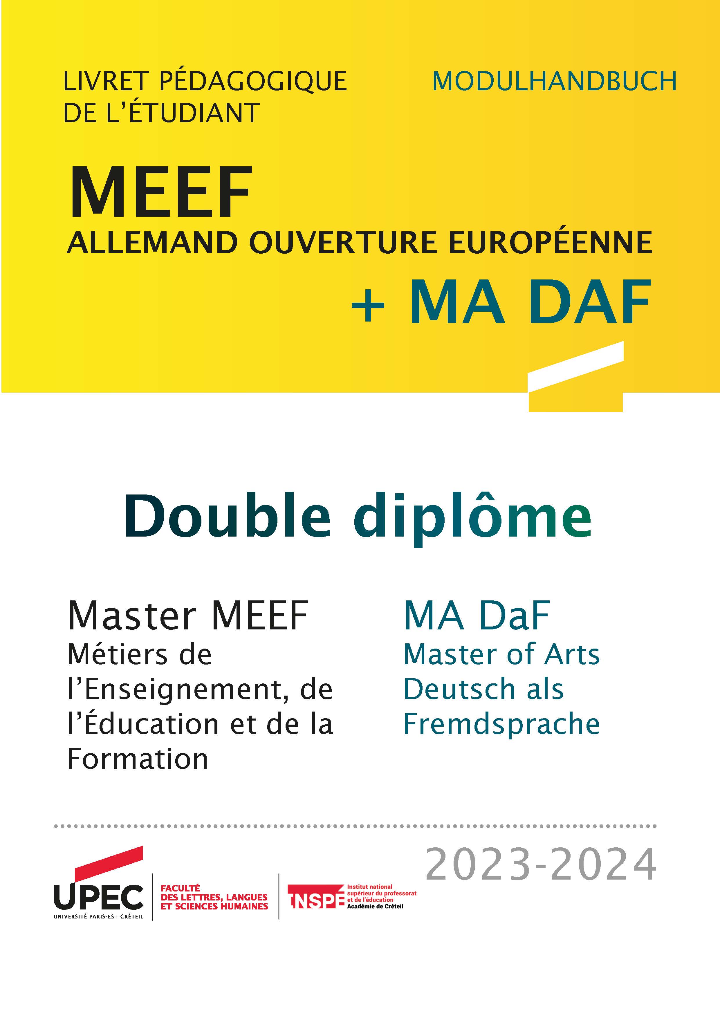 Brochure bilingue MEEF Allemand ouverture européenne DOUBLE MASTER - COUV