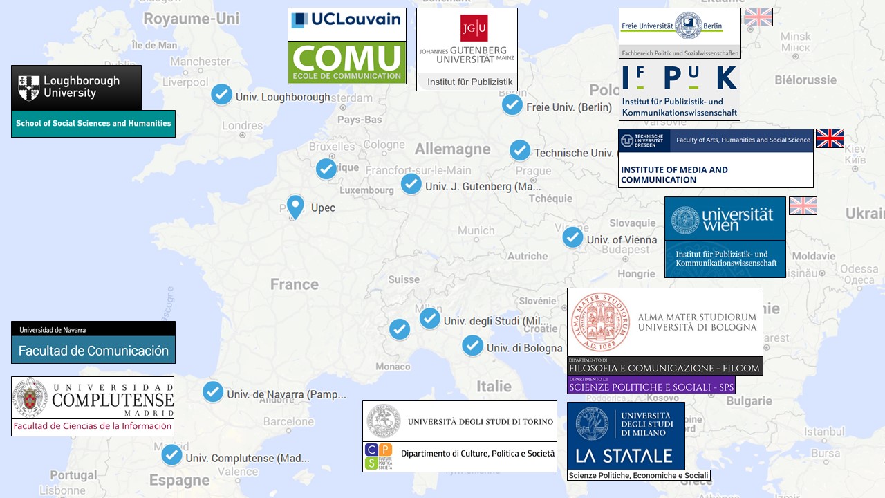 Carte des partenaires Erasmus 