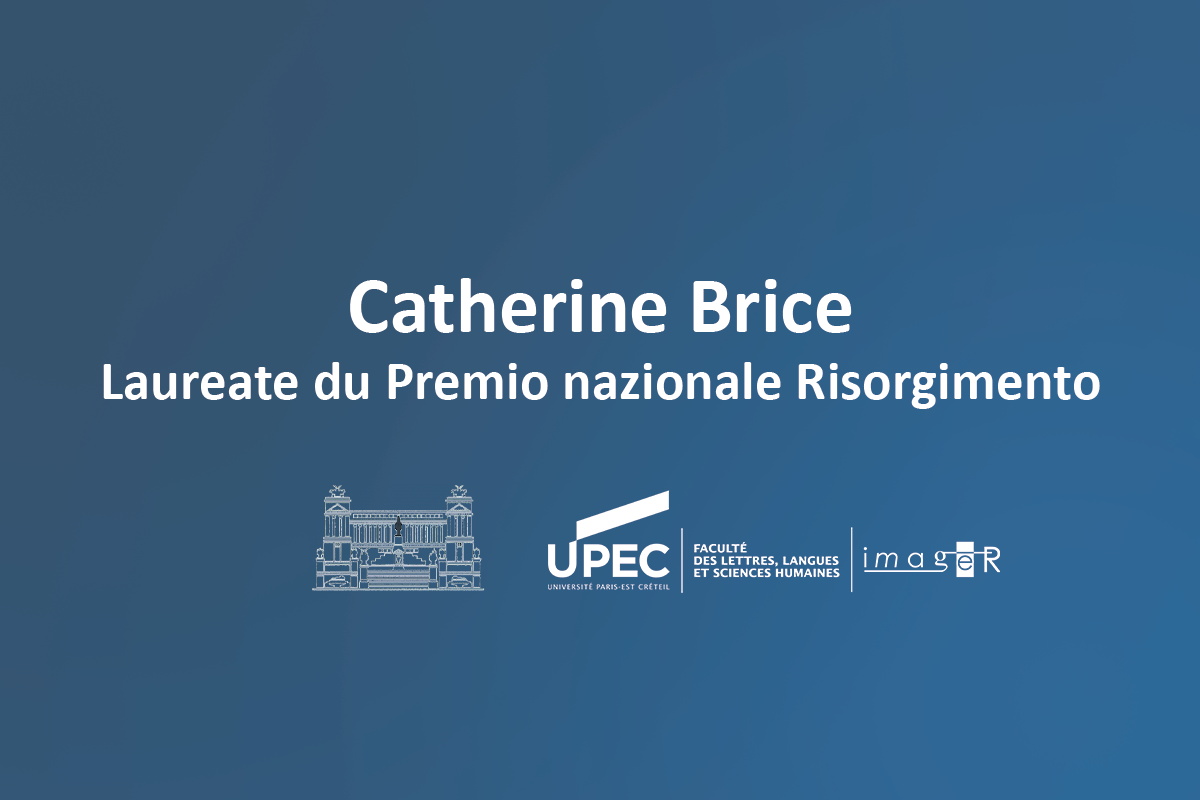Catherine Brice laureate du Premio nazionale Risorgimento