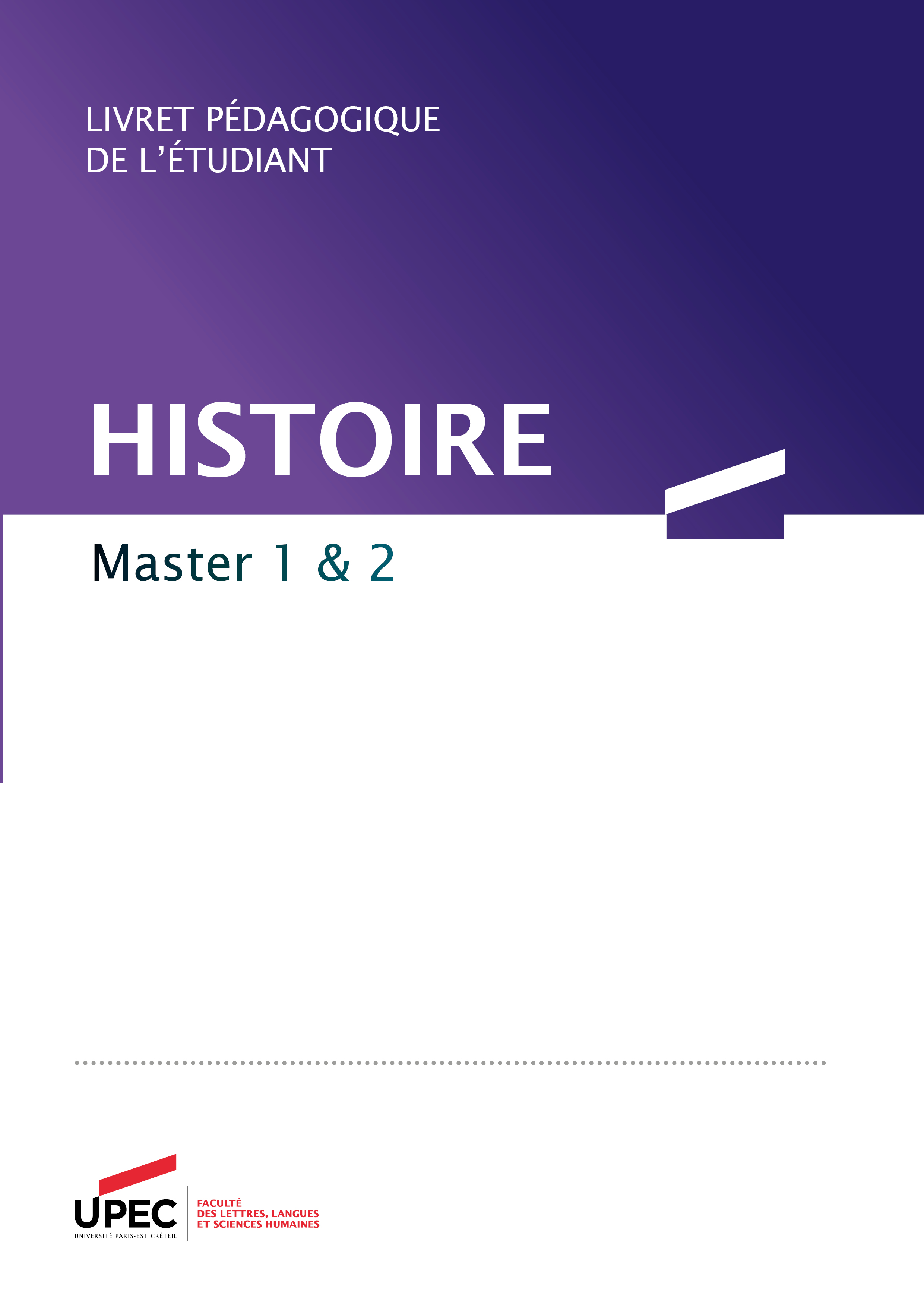 Télécharger le livret Master Histoire 2020-2021