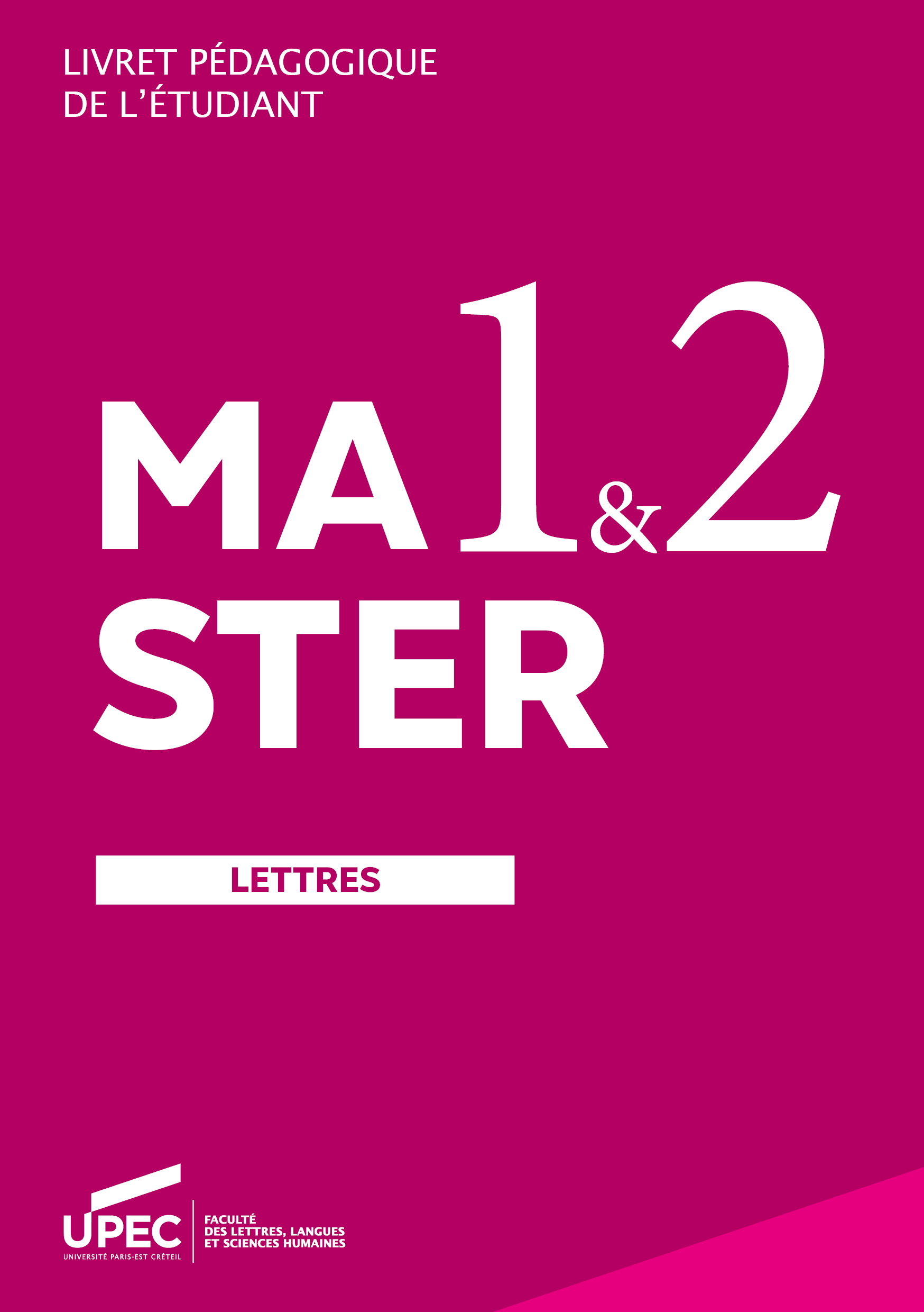 Télécharger le livret Master LETTRES 2024-2025