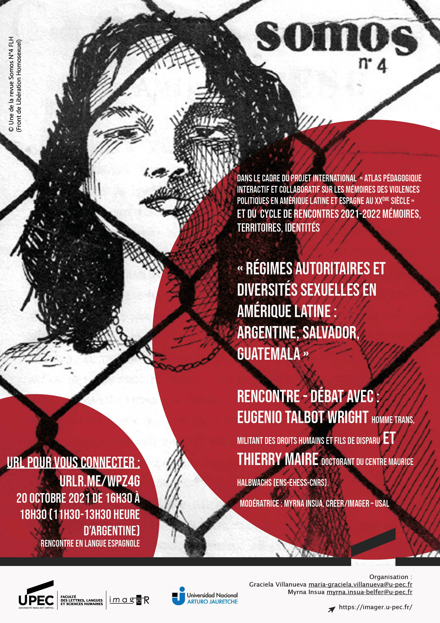 Affiche rencontre - débat "Régimes autoritaires et diversités sexuelles en Amérique Latine : Argentine, Salvador, Guatemala"