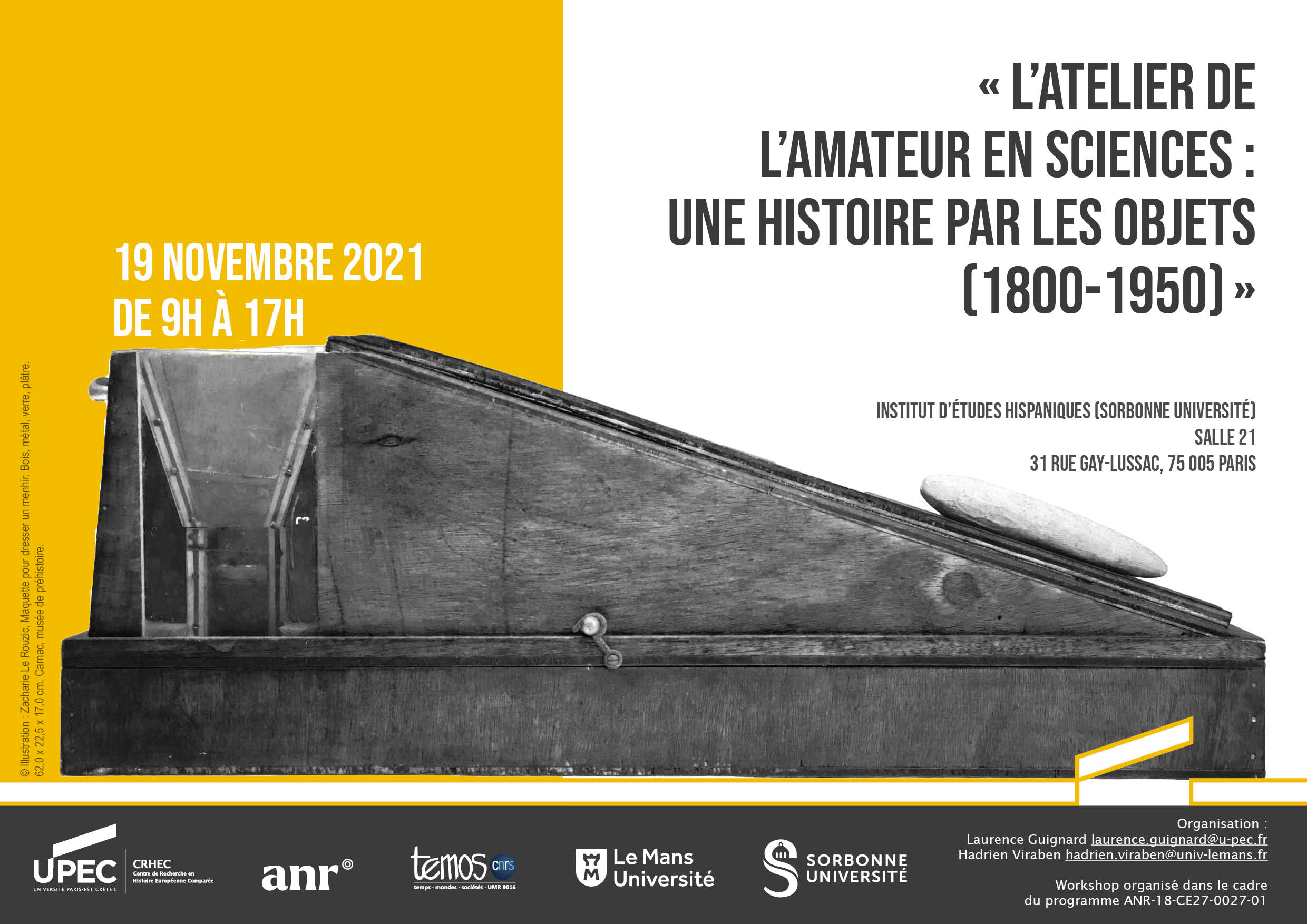 Affiche Workshop "l’amateur en sciences : une histoire par les objets (1800-1950)"